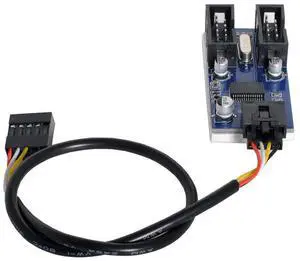 Vszerda Motherboard 9pin USB 2.0 Header 1 to 2 Female Extension Cable HUB Connector Adapter Port Multilier