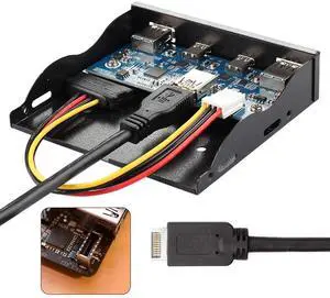 Vszerda USB 3.1 Front Panel Header to USB-C & USB 3.0 HUB 4 Ports Front Panel Motherboard Cable for 3.5" Floppy Bay