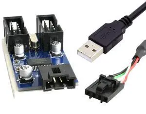 Vszerda Type-A USB 2.0 Male 1 to 2 Female 9pin Motherboard Header Extension HUB Connector Adapter Port Multilier