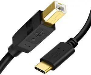 USB B to USB C Printer Cable 6.6FT, Type B to Type C Printer Cord for MacBook Pro, Air, MIDI Cable for Yamaha Casio Digital Piano, MIDI Keyboard, DJ Controller, DAC to iPad - 2M, Black