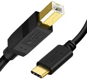 USB C to B Printer Cable 3.3FT, Scanner and MIDI Cable for Yamaha Casio Digital Piano, DJ Controller, 1M Black
