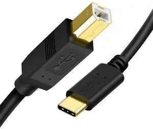 USB C Printer Cable 3.3FT 2 Pack, USB-C to USB-B Cord Type C to Type B for MacBook Pro/Air, MIDI Cable for Yamaha/Casio Digital Piano MIDI Keyboard DJ Controller, Black