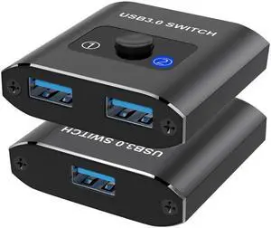 USB 3.0 Switch Selector - Bi-Directional 1 in 2 Out/ 2 in 1 Out, Share USB Devices Between 2 Computers for Printer, Keyboard, Scanner, Mouse - Compatible with Mac/Win/Linux
