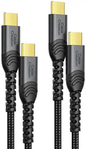 USB C to USB C Cable 6.6ft 2PACK, 60W USB-C Fast Charging Cord, Double-Braided Type C to C Work with iPhone 15/16, iPad, Galaxy S24 23 22, Powerbank, Tablet, Android Phone