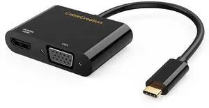 USB C to HDMI VGA Adapter4K@60Hz, VGA to USBC-C Adapter, USB-C VGA Multiport Adapter Compatible with iPhone 15 Plus/15 Pro Max, Galaxy S22 Ultra, iPad Pro 2020, Chromebook, Surface Pro