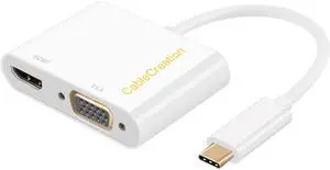 USB C to HDMI VGA Adapter, Type C to HDMI 4K VGA 1080P Converter, Compatible with iPhone 15 Plus/15 Pro Max, Galaxy S22 Ultra, MacBook Pro, iPad Pro 2020, Chromebook Pixel, XPS 13