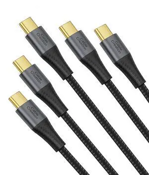 Short USB C to USB C Cable 5 Pack, Type C Fast Charging USB C Cable 0.8FT, Double-Braided Exterior Compatible with Galaxy S22 Ultra S22 S21 S20 Note 20, MacBook, iPad mini 6,