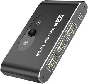 HDMI Switch 4K@60hz Splitter, Bidirectional Switcher Selector 2 in 1 Out/1 in 2 Out, Aluminum Manual HDMI Hub Supports HD Compatible with Xbox PS5/4/3 Blu-Ray Player Fire Stick Projector Computer