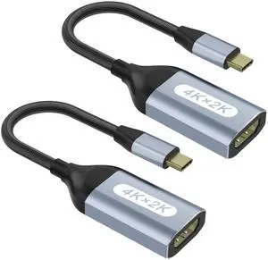 USB C to HDMI Adapter 4K@60Hz, Thunderbolt Adapter, Type C HDMI Converter, USB-C Cable Converter, Compatible with Laptop MacBook Pro/Air, iPhone 15, Dell, HP, Pixelbook, Thinkpad, Surface, Etc(2 Pack)