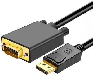 DisplayPort to VGA Cable 6FT, Display Port DP to VGA Adapter, 1080P@60Hz Video Cord from Laptop/Computer (DP) to Monitor/Projector (VGA), (Not Bidirectional, Not for HDMI or USB)