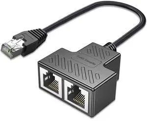 Vszerda Ethernet Splitter 1 to 2, RJ45 Network Splitter Starlink Ethernet Adapter, LAN Internet Cable Adapter for Cat 5/5e/6/7/8 Cable