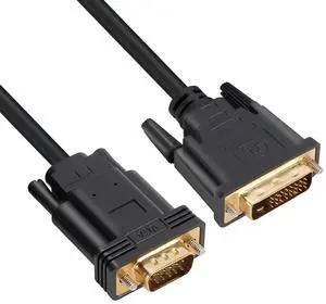 Vszerda DVI to VGA Cable, DVI-D 24+1 to VGA 6 Feet Cable Male to Male Gold-Plated Cord for Computer, PC Host, Laptop, Graphics Card to HDTV
