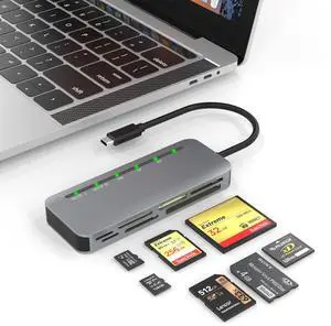 USB C Memory Stick Pro Duo Card Reader, 7in1 XD Card Reader, SD Card Reader USBC for SD/TF/CF/XD/MS, 5Gbps High Speed Aluminum Multi Card Reader for Camera, Phone 15 16, Tablet, Laptop, Android