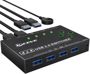 USB Switch 4 Computers, USB 3.0 Switch for 4 Computer Share 4 USB Devices, with Wired Remote, USB Cable USB Switch 4 Computers, USB 3.0 Switch for 4 Computer Share 4 USB Devices, with Wired Remote, USB Cable