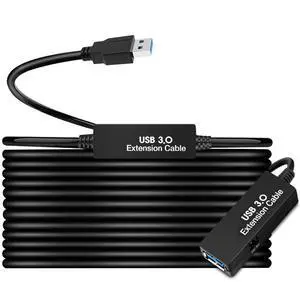 50FT USB 3.0 Extension Cable,Active Type A-Male to A-Female Extender Cord, 2 Signal Boosters,Compatible Oculus Quest 2/3 VR,Printer, Webcam,Xbox, PS4 and More,