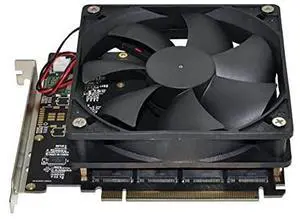 Vszerda 4X NVME M.2 AHCI to PCI-E Express 3.0 Gen3 X16 Raid Card with Fan VROC Raid0 Hyper Adapter