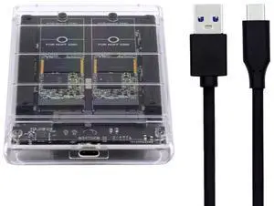 Vszerda Dual NGFF B+M-Key M.2 SSD Card JOBD Raid0 Span Bridge to USB3.0 Type-C USB-C 2.5inch SATA Combo Enclosure