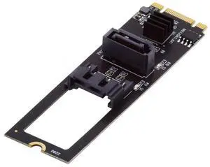 Vszerda NGFF Key B+M PCI Express to SATA 3.0 6Gbps Dual Ports Vertical Horizontal Adapter Converter Hard Drive Extension Card JMB582 2280