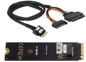 Vszerda NGFF M-Key NVME to SFF-8654 Slimline SAS Card Adapter and U.2 U2 SFF-8639 NVME PCIe SSD Cable for Mainboard SSD