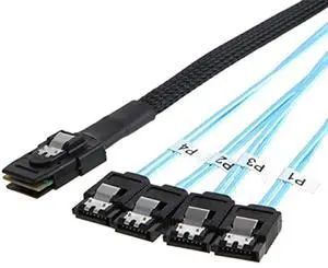 Vszerda Internal Mini SAS SFF-8087Host to 4 SATA 7pin Target Hard Disk 6Gbps Data Server Raid Cable 50cm