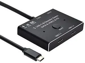 Vszerda USB-C Type-C Bi-Direction Switch MST 1 to 2 Hub Support Video Data PD 8K@30hz 100W 10Gbps