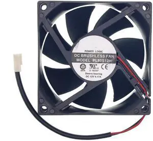 New Cooling Fan for PL80S12H DC 12V 0.17A 2-Wire Size: 80x80x25mm.