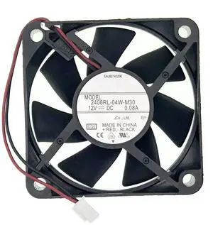 New Cooling Fan for 2406RL-04W-M30 DC 12V 0.08A 60mm 6015 Size: 60x60x15mm, 2-Wire Silent Cooling Fan.