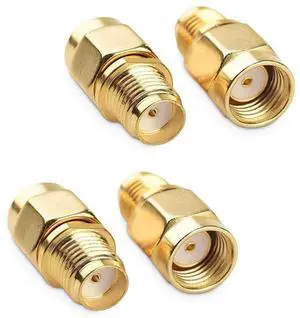 Vszerda 4Pcs RF Coaxial Adapter SMA Female to RP-SMA Male Adapter for Antennas Wireless LAN Devices Coaxial Cable Wi-Fi Antenna, Signal Booster, Repeaters, Ham Radio, FPV Drone