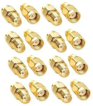 Vszerda 16Pcs RF Coaxial Adapter SMA Female to RP-SMA Male Adapter for Antennas Wireless LAN Devices Coaxial Cable Signal Booster Repeaters Ham Radio Extension Cable FPV Drone