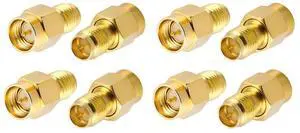 Vszerda (8Pack SMA Adapter SMA Male to RP SMA Female Jack Connector for RF Coax Cable Wi-Fi Antenna/Signal Booster/Repeaters/Radio/Extension Cable/FPV Drone