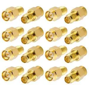 Vszerda 16Pack SMA Adapter SMA Male to RP SMA Female Jack Connector for RF Coax Cable Wi-Fi Antenna/Signal Booster/Repeaters/Radio/Extension Cable/FPV Drone