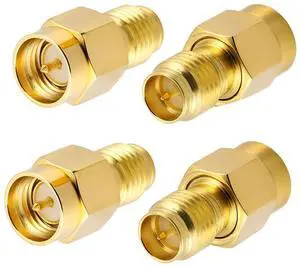 Vszerda (4Pack SMA Adapter SMA Male to RP SMA Female Jack Connector for RF Coax Cable Wi-Fi Antenna/Signal Booster/Repeaters/Radio/Extension Cable/FPV Drone