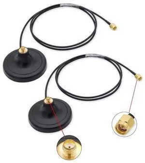 Vszerda 4G LTE Antenna Magnetic Mounting Base with 10ft SMA Male Antenna Extension Cable for 4G LTE WiFi Router Gateway Modem Hotspot Adapter Mobile Cell Phone Signal Booster Cellular Amplifier 2pack