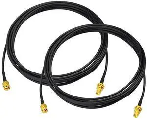 Vszerda WiFi Antenna Extension Cable 2-Pack RP-SMA Male to RP-SMA Female Bulkhead Mount RG174 Cable 3m 10 feet for WiFi Router Security IP Camera Wireless Network Card Adapter