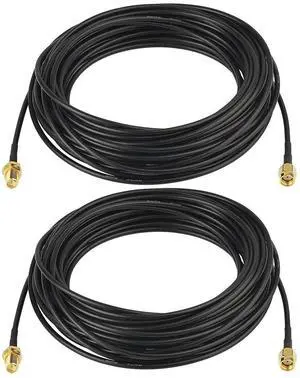 Vszerda WiFi Antenna Extension Cable 2-Pack RP-SMA Male to RP-SMA Female Bulkhead Mount RG174 Cable 30 feet for WiFi Router Security IP Camera Wireless Network Card Adapter