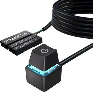 Vszerda PC Power Button, Desktop External Led Power Switch On/Off, 65 inch External PC Start Button Computer Case for Computer Motherboard