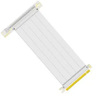 Vszerda PCIe 4.0 X16 Riser Cable, Cable Length 200mm, 90 Degree Right Angle Shielded High Speed GPU Extension Cable Compatible with Gen 4 GPUs, Such as RTX4090 RTX3060 RX7900 (PCI-E-4.0-White)