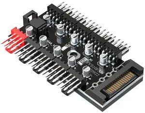 Vszerda Motherboards 12V 4Pin PWM Fan HUB, 1 to 10 Way Splitter Hub, SATA Powered PC Case Motherboard Fan Power Extension Cable Cord 1 to 10 Way Splitter