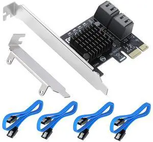 PCIe SATA Card 4 Port,PCI Express to SATA 3.0 Ports Expansion Controller Boot as System Disk for Desktop PC Support SSD and HDD with Low Profile Bracket and 4 SATA Cable