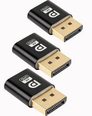 Vszerda DP - DisplayPort Display Emulator EDID Emulator Plug 2K (fit Headless 2560x1600@60Hz) 4K 4096x2160@17Hz Display Port Dummy Plug DisplayPort Compatible (2K-2560x1600@60Hz) (3PCS)
