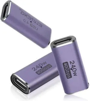 BUCIER 3 Pack Coupler 240W USB C to USB C Connector Female to Female Adapter 40Gbps Type C Extender Adapter Video Display for TV PC Laptop Tablet Phone and More Devices