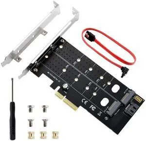 BUCIER  Dual M.2 PCIE Adapter NVME/NGFF to PCIE X4 Expansion Card 32Gbps PCIE NVME SSD Adapter Compatible with B-Key/M-Key/B&M Key for 2230 2242 2260 2280 22110 SSD