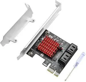 BUCIER PCI-E to SATA Adapter 4 Port PCIe Expansion Card 6Gbps SATA 3.0 Controller PCI Express Controller Card with Low Profile Bracket for Windows/ Linux