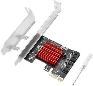 Vszerda PCIE SATA Expansion Card 2 Port PCIE to SATA Card 6Gbps SATA 3.0 Controller PCI Express X1 Expansion Card with Low Profile Bracket for Desktop PC Support SSD HDD