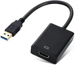 Vszerda USB to HDMI Adapter USB 3.0/2.0 to HDMI 1080P Video Audio Converter Video Adapter Multiple for Desktop PC TV Compatible with Windows XP 7/8/ 8.1/10