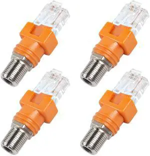 Vszerda RF to RJ45 Converter, Coaxial to Ethernet Adapter F Female to RJ45 Male Barrel Coax Couplers Straight Connector for Line Tester (4PCS)