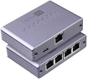 Gigabit Ethernet Splitter 1 to 4 - Network Splitter with USB Power Cable, RJ45 Internet Splitter Adapter 1000Mbps High Speed for Cat 5/5e/6/7/8 Cable [4 Devices Networked Simultaneously] (ES-1X4)