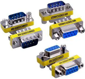 Vszerda 6-Pack RS232 9 Pin Serial Adapter DB9 Female to Female Coupler DB9 Female to Male Connector DB9 Male to Male Mini Gender Changer