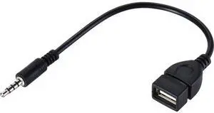 Vszerda 3.5mm (1/8 inch) AUX Audio Plug Male to USB 2.0 Female OTG Adapter Converter Cable for Playing Music with U-Disk in Your Car