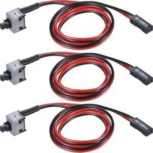 Vszerda 3 Pack 2 Pin SW PC Desktop Power Cable On/Off Push Button ATX Computer Switch Cord 50CM